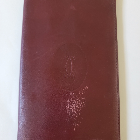 Cartier Paris Burgundy Leather Long Bifold Wallet with Gold Accents - Picture 2 of 8
